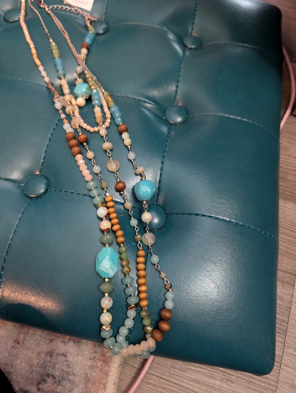 Park Lane Multistrand Turquoise, Aqua & Natural Bead Necklace
